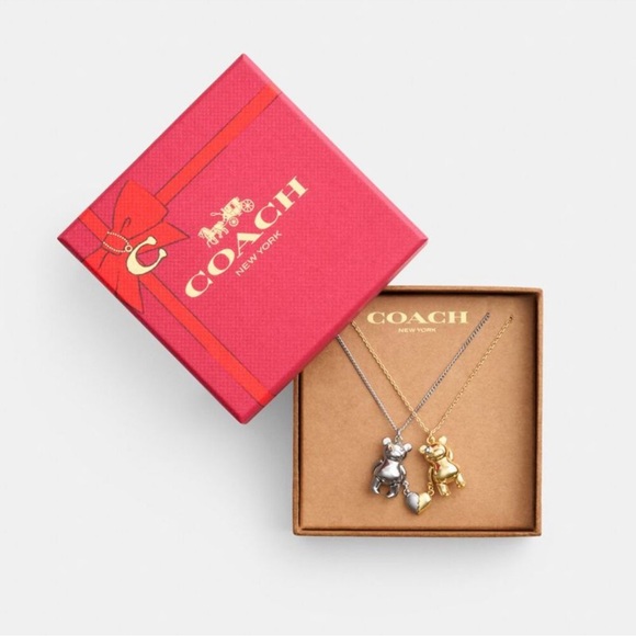 Teddy Bear Heart Friendship Necklace Set 🐻 - Picture 1 of 11
